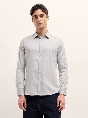 THE BEAR HOUSE Men Solid Casual Grey Shirt