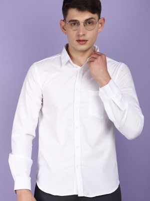 V-MART Men Solid Casual White Shirt