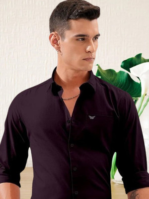 Stellalifestyle Men Solid Casual Purple Shirt