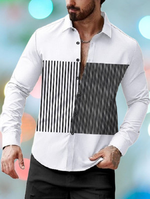 ISUEL FAB Men Printed Formal White Shirt