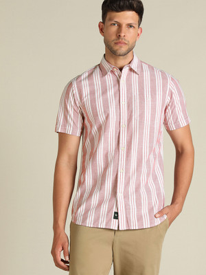 Dockers Men Striped Casual Red Shirt