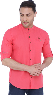 KUONS AVENUE Men Solid Casual Pink Shirt