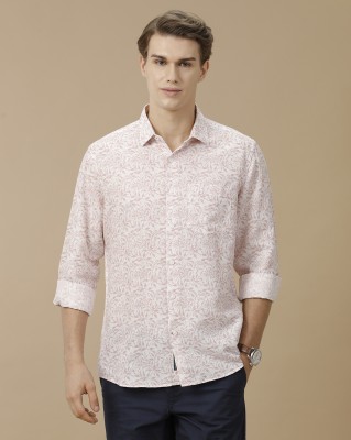 Linen Club Men Printed Casual Pink Shirt