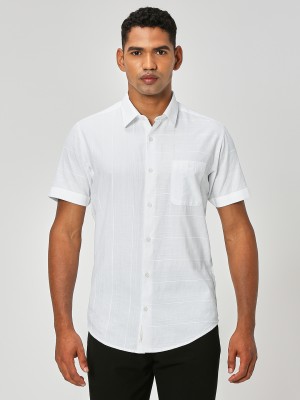 MUFTI Men Solid Casual White Shirt