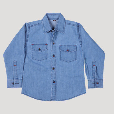 Cremlin Clothing Boys Washed Casual Blue Shirt