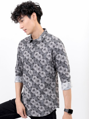 HIGHLANDER Men Printed Casual Black, Grey, White Shirt