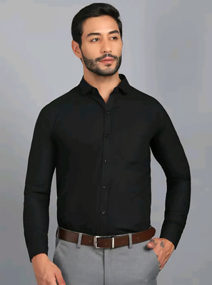 rajtraders Men Solid Formal Black Shirt