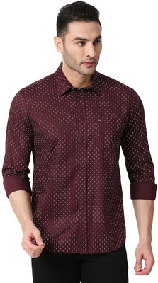 BASICS Men Printed Casual Maroon Shirt