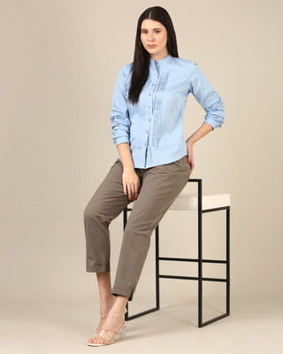 Boldcure Fashion Women Solid Casual Blue Shirt