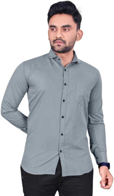 Style Nest Men Solid Casual Grey Shirt