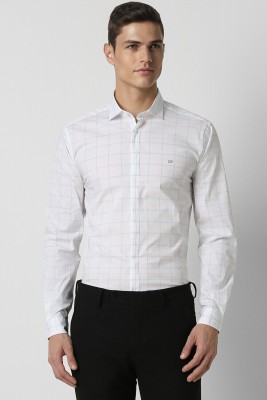 PETER ENGLAND Men Checkered Formal White Shirt