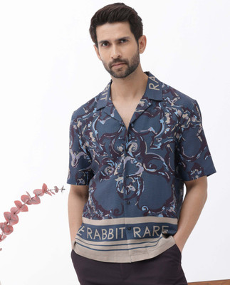 RARE RABBIT Men Printed Casual Dark Blue Shirt
