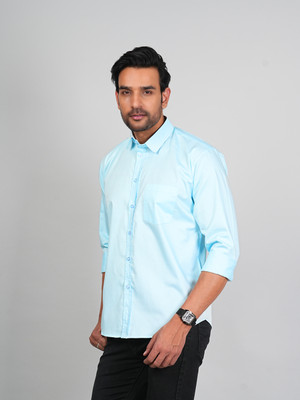 VENITYWAVE Men Solid Casual Light Blue Shirt