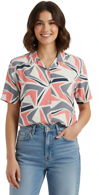 JUST ROAR Women Printed Casual Pink Shirt