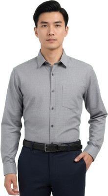 Super Weston Men Solid Formal Grey Shirt
