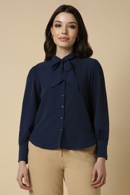 Allen Solly Women Solid Casual Dark Blue Shirt