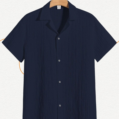 nitafashion Men Solid Casual Dark Blue Shirt
