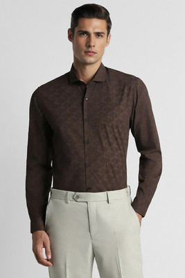 PETER ENGLAND Men Self Design Formal Brown Shirt