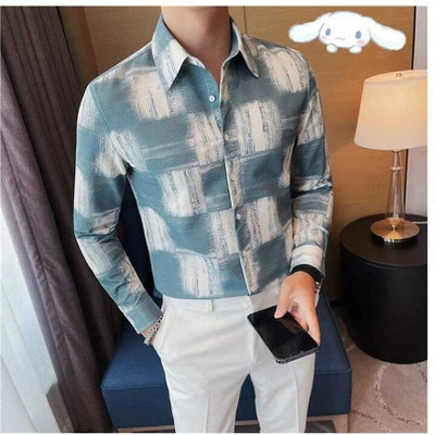 Rajaranchod creation Men Solid Casual White, Blue Shirt