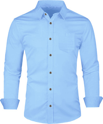 Rina Fashion Men Solid Casual Light Blue Shirt