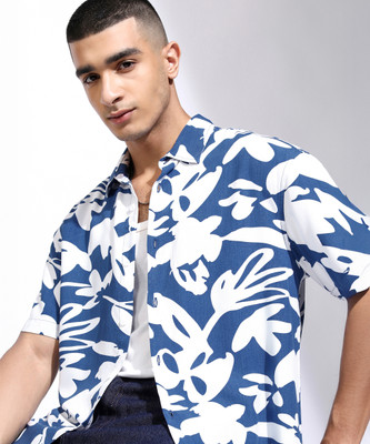 HIGHLANDER Men Printed Casual Blue, White Shirt