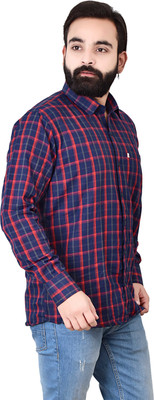 Ayansh Denix Men Solid Casual Red, Blue Shirt