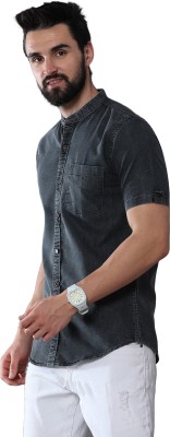 CAZZBA Men Solid Casual Grey, Black Shirt