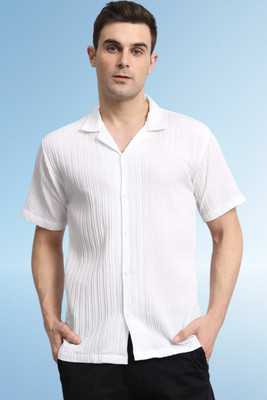 A Dearise Trend Men Self Design Casual White Shirt