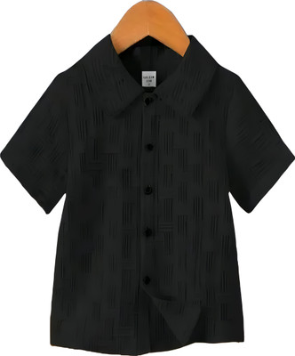 Zanskar Boys Self Design Casual Black Shirt