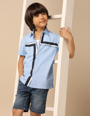U.S. POLO ASSN. Boys Solid Casual Light Blue Shirt