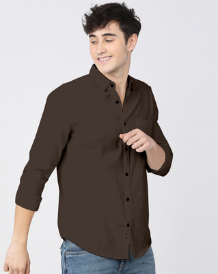 SAADIWALA Men Solid Casual Brown Shirt