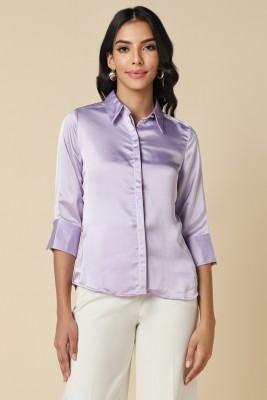 Allen Solly Women Solid Formal Purple Shirt