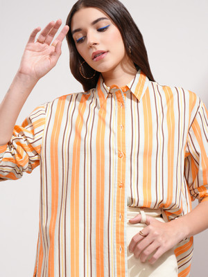 Tokyo Talkies Women Striped Casual Multicolor Shirt