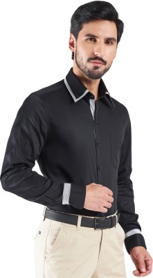 LOUIS STITCH Men Solid Formal Black Shirt