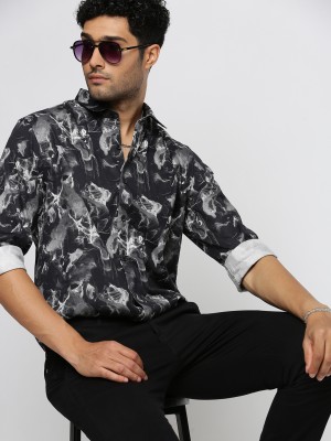 Showoff Men Printed Casual Black, Grey, White Shirt