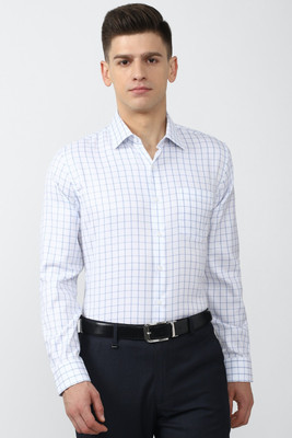 VAN HEUSEN Men Checkered Formal White Shirt