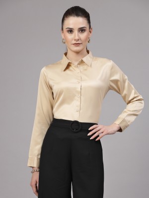 Style Quotient Women Solid Formal Beige Shirt