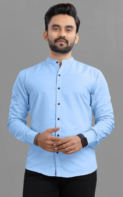 RAHUL LOOK Men Solid Casual Light Blue Shirt