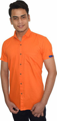 Pactimo Men Solid Casual Orange Shirt