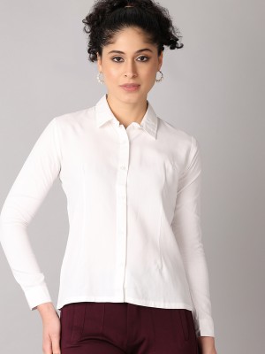 V-MART Women Solid Formal White Shirt