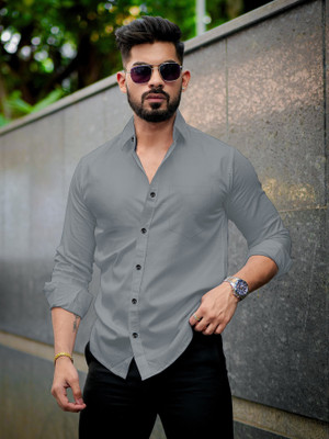 Shlok Men Self Design Casual Grey Shirt