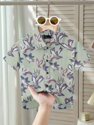 RUSTICRAGA Boys Printed Wedding Light Green Shirt
