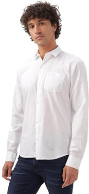 Wristy Men Solid Casual White Shirt