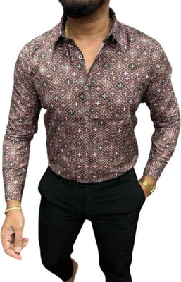 ALVIN ENTERPRISE Men Printed Casual Brown Shirt