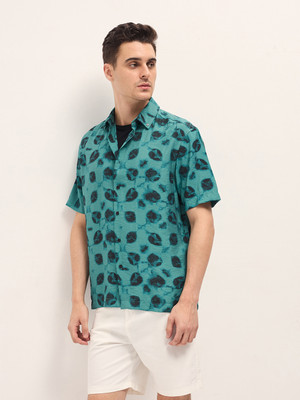 THE BEAR HOUSE Men Printed Casual Dark Green Shirt