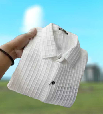 Pribha Fashion Men Self Design Casual White Shirt