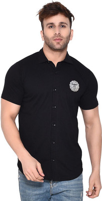 Lawful Casual Men Solid Casual Black Shirt
