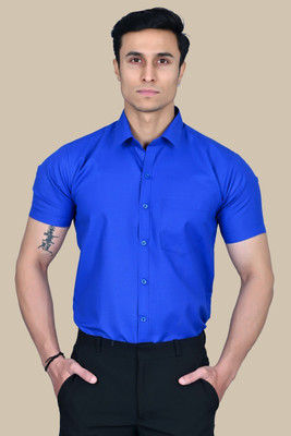 RENOUX Men Solid Casual Blue Shirt