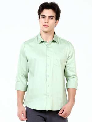 Estilocus Men Solid Formal Green Shirt