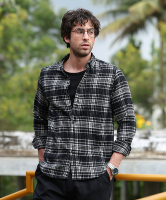 CAMPUS SUTRA Men Checkered Casual Black, White Shirt